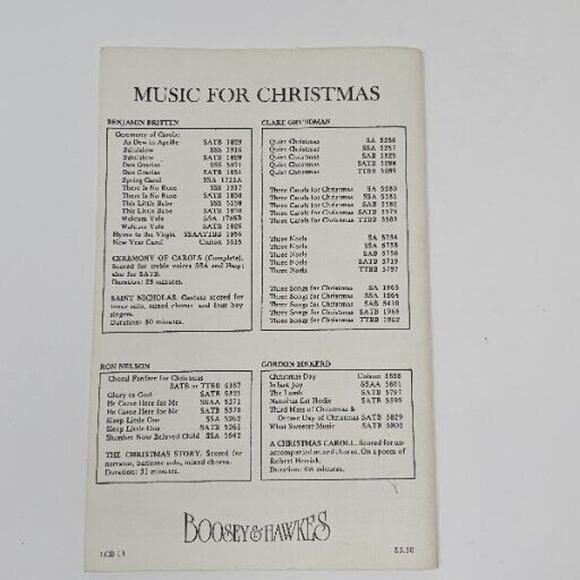Sheet Music HARP/ Piano Benjamin Britten A Ceremony of Carols Arranged for SATB - Picture 2 of 8